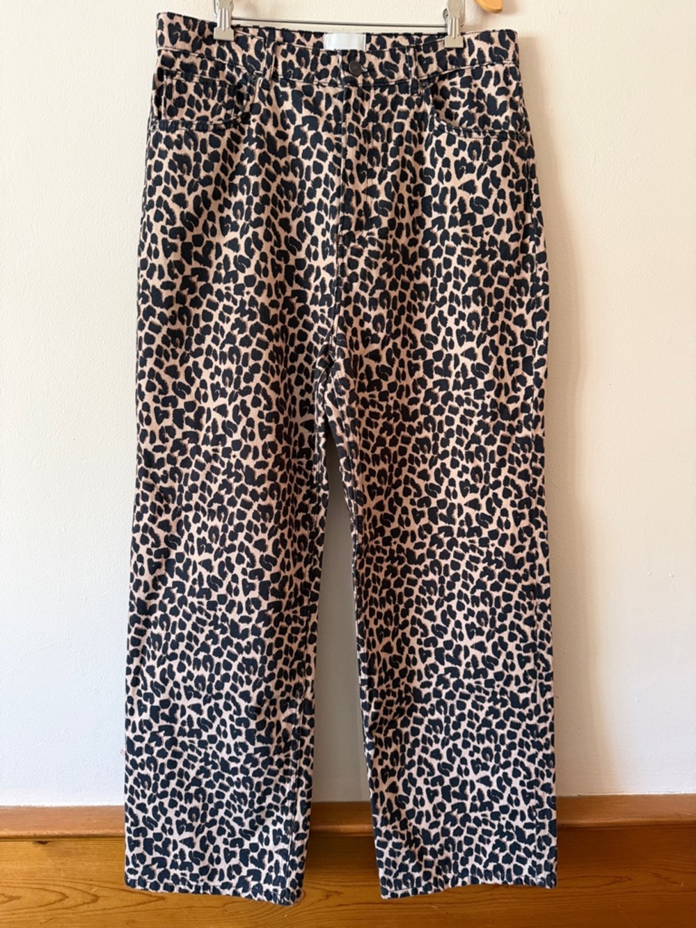 Reformation Cary Leopard Print High Rise Slouchy Straight Leg Jeans Size 31 - Picture 3 of 7